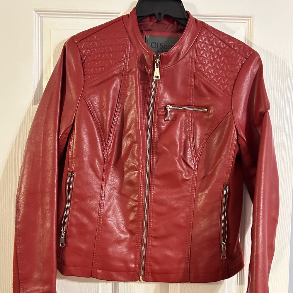 Red leather jacket